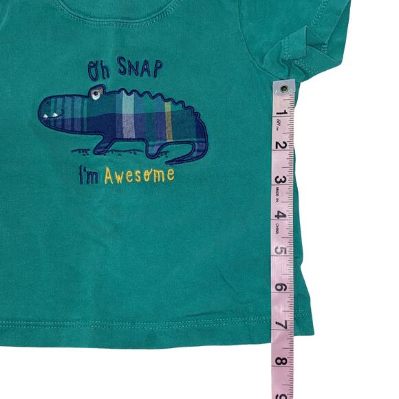 CARTER'S Cotton Green Alligator shirt and short Baby Outfit Set Size 12m - Picture 3 of 5